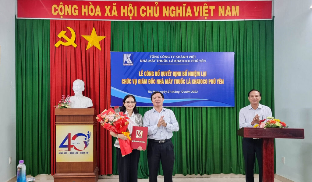 Bà Huỳnh Thị Bảo Thương được bổ nhiệm lại chức vụ Giám đốc Nhà máy Thuốc lá Khatoco Phú Yên