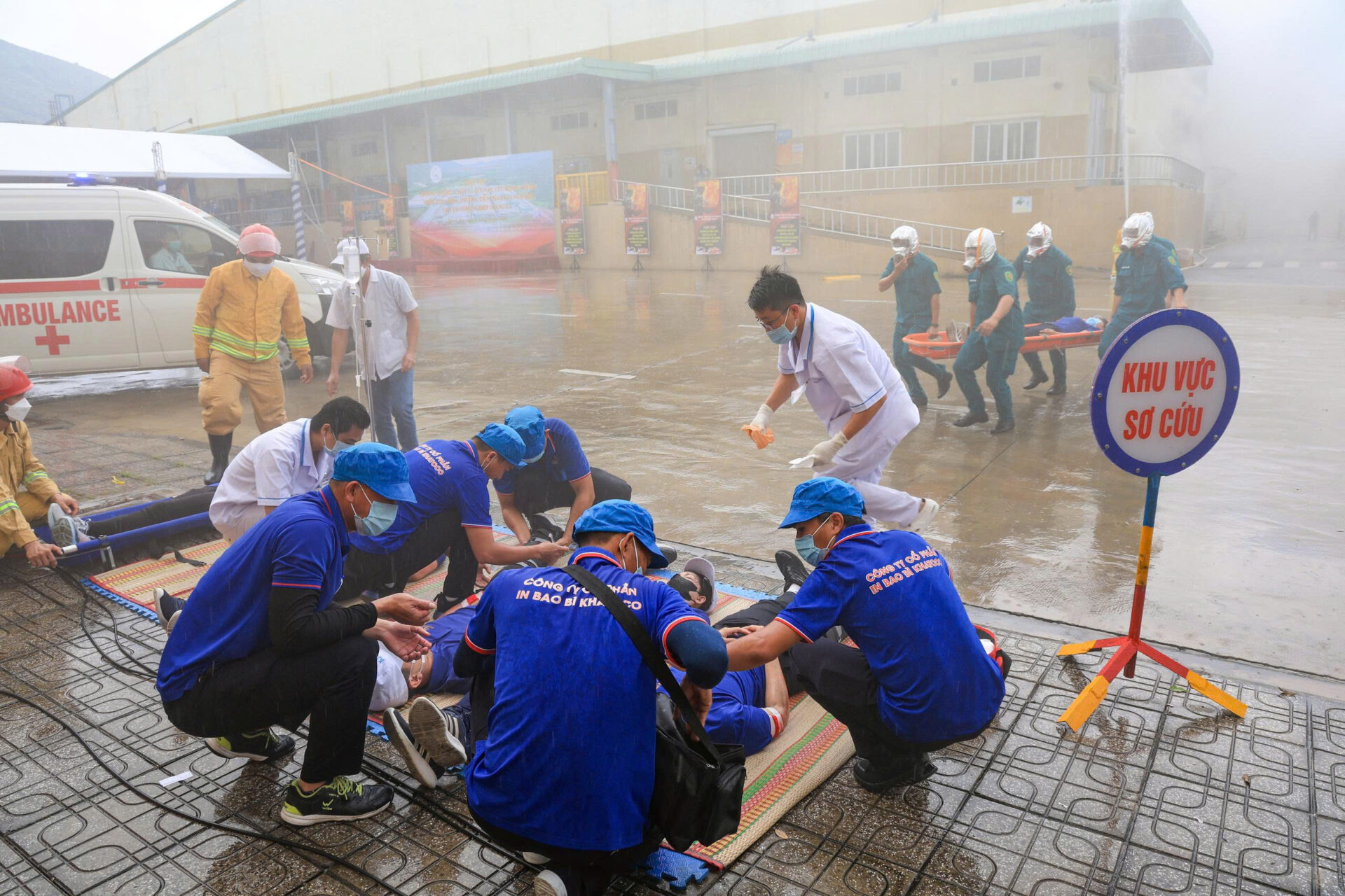 Thực tập phương án chữa cháy và cứu nạn cứu hộ tại Cụm công nghiệp Trảng É 1