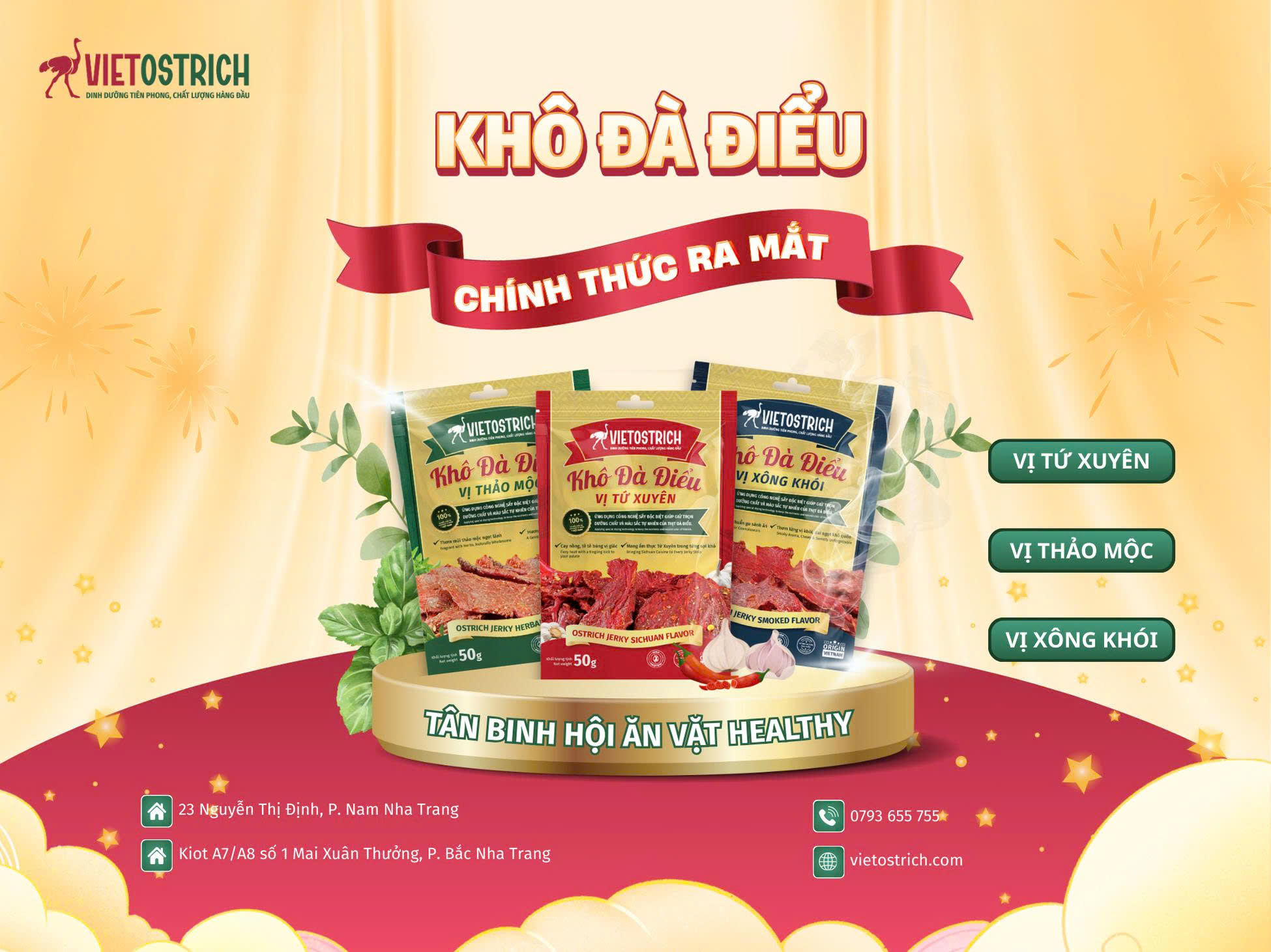 VietOstrich ra mắt sản phẩm Khô đà điểu – "Tân binh" ăn vặt giàu protein, đa dạng hương vị